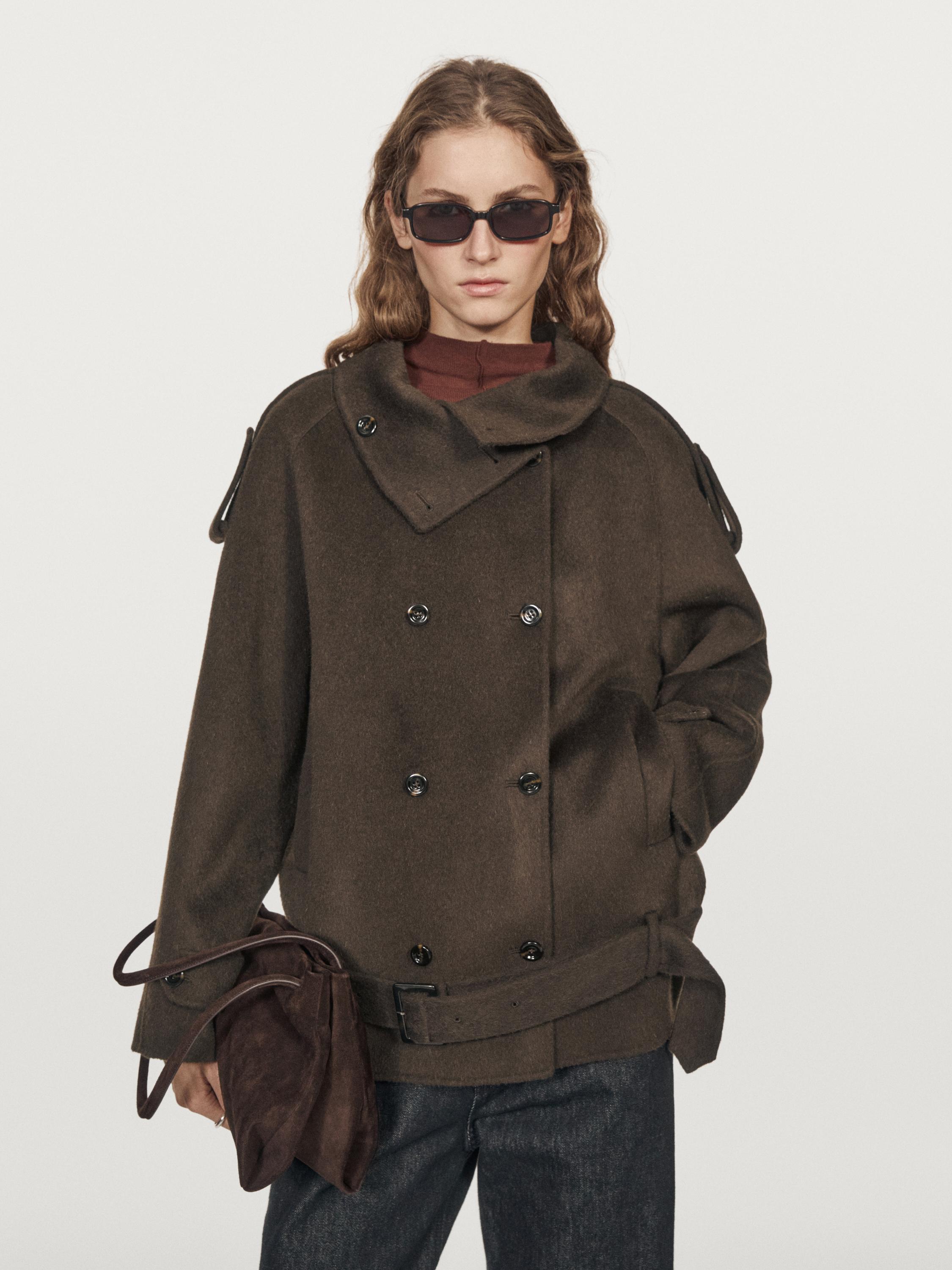 Manteau trench en laine mélangée